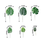 6 Stems Assorted Green Artificial Silk Tropical Monstera Leaf Plants