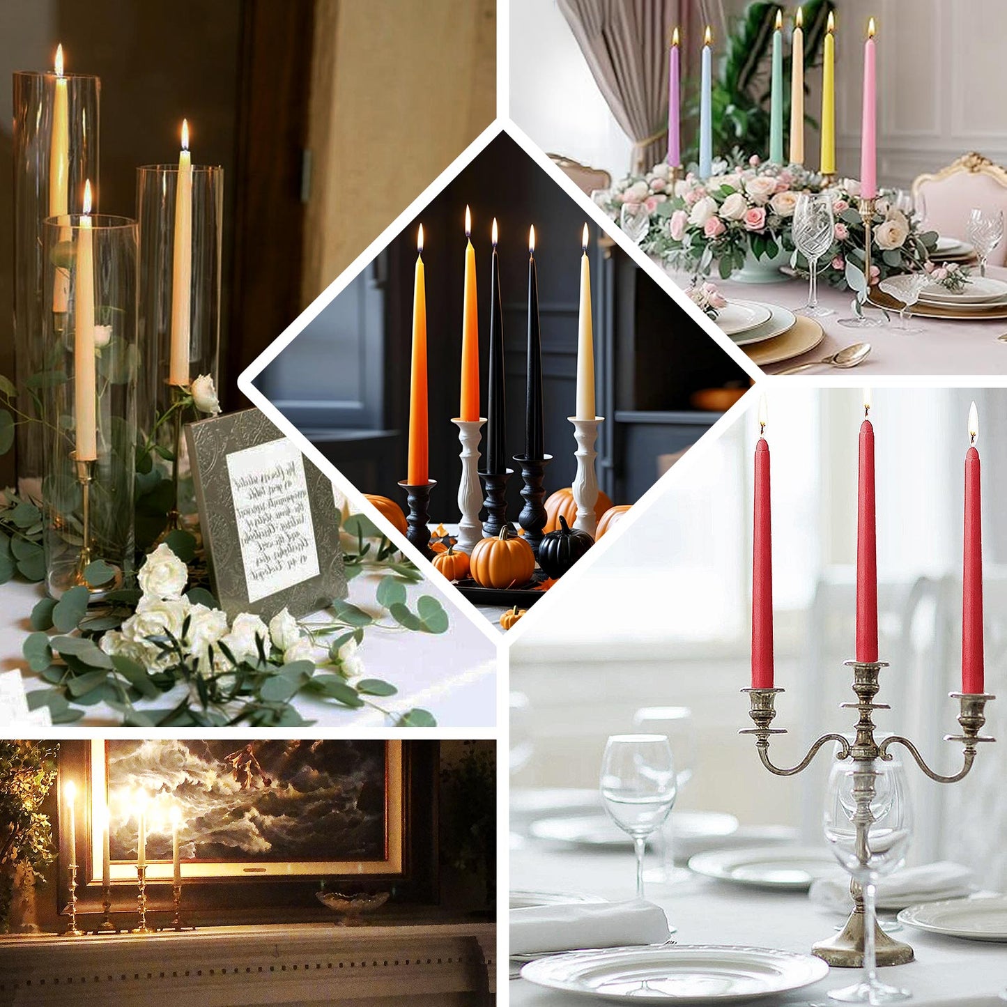 10-Pack Taper Candles Premium Wax Design Black - Unscented Candles for Upscale Settings 10"