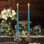 10-Pack Taper Candles Premium Wax Design Blue - Unscented Candles for Upscale Settings 10"