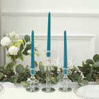 10-Pack Taper Candles Premium Wax Design Blue - Unscented Candles for Upscale Settings 10"