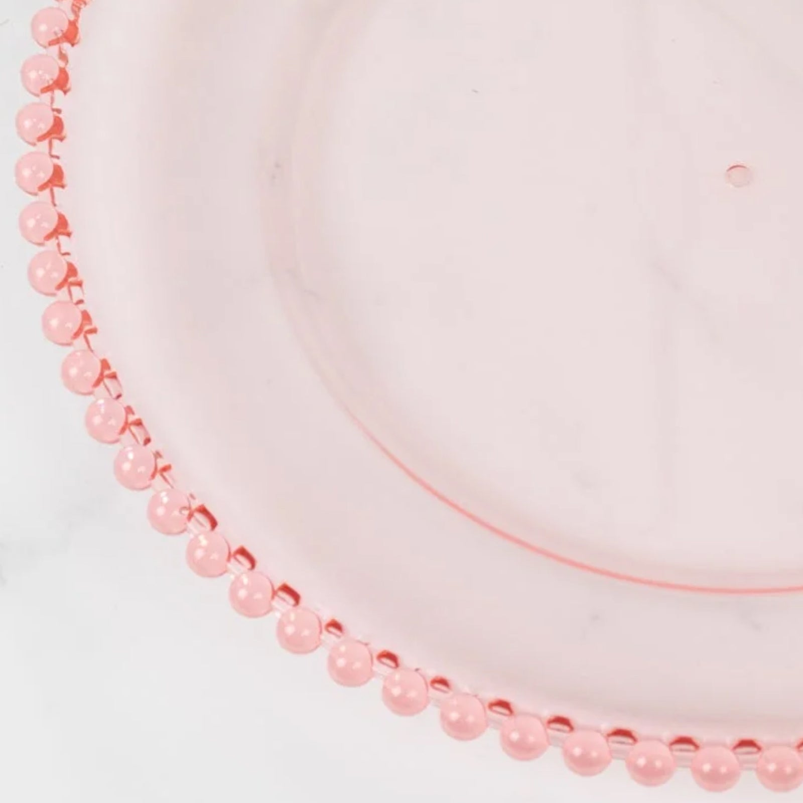 6-Pack Acrylic Round Charger Plates 13" in Transparent Blush with Beaded Rim, Decorative Dinner Party Serving Plates