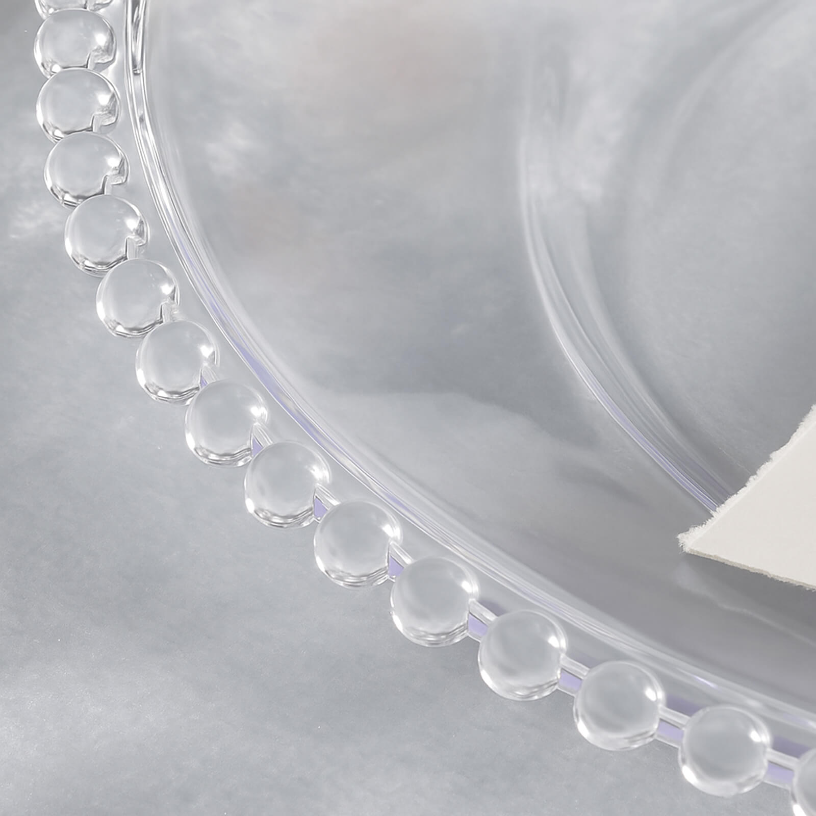 6-Pack Acrylic Round Charger Plates 13" in Clear with Beaded Rim, Decorative Dinner Party Serving Plates