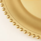 6-Pack Acrylic Round Charger Plates 13" in Gold with Beaded Rim, Decorative Dinner Party Charger Tableware