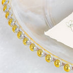 6-Pack Acrylic Round Charger Plates 13" in Clear with Gold Beaded Rim, Decorative Dinner Party Serving Plates