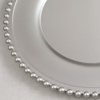 6-Pack Acrylic Round Charger Plates 13" in Silver with Beaded Rim, Decorative Dinner Party Charger Tableware