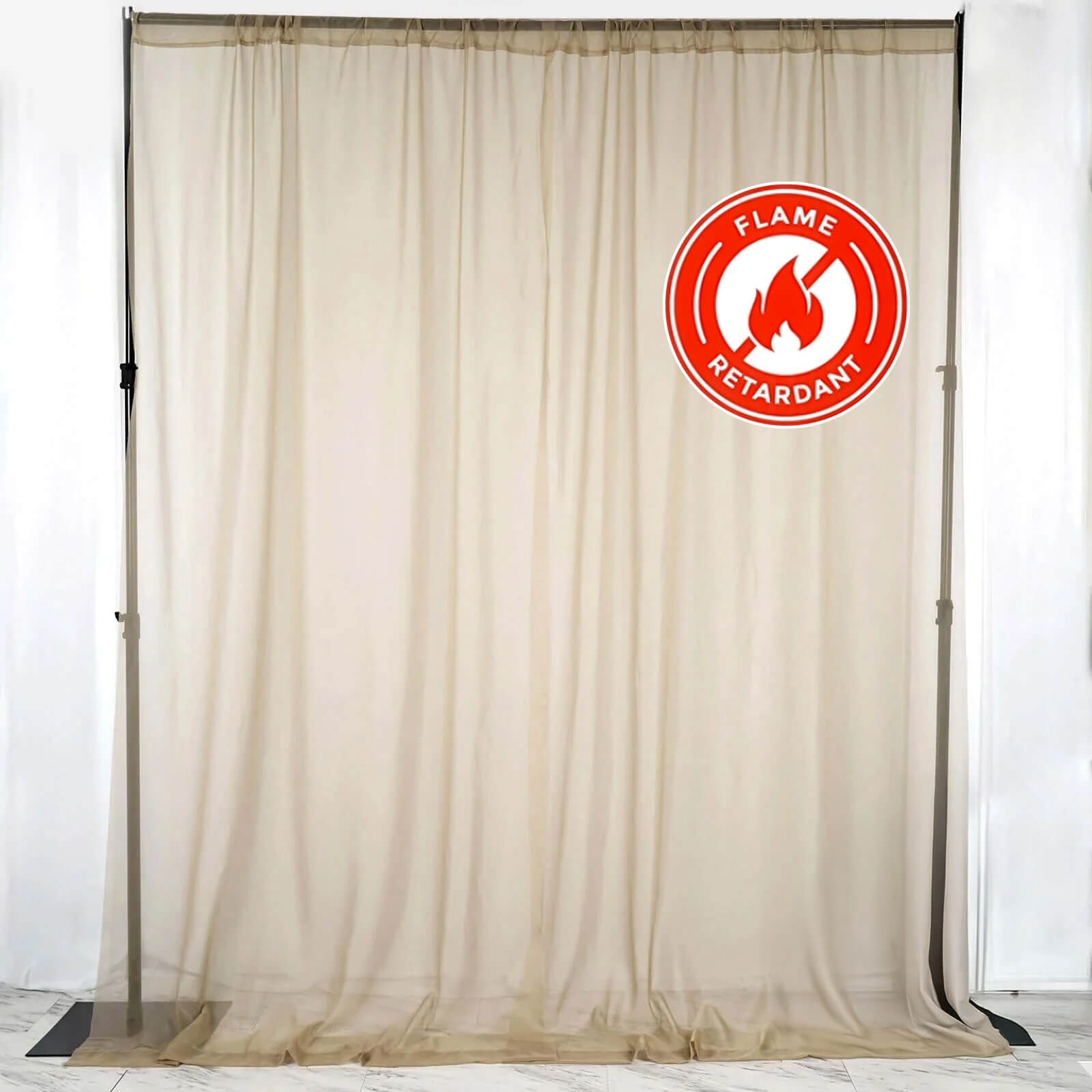 2 Pack Natural Sheer Chiffon Event Curtain Drapes, Durable Flame Resistant Organza Backdrop Event Panels With Rod Pockets - 10ftx10ft