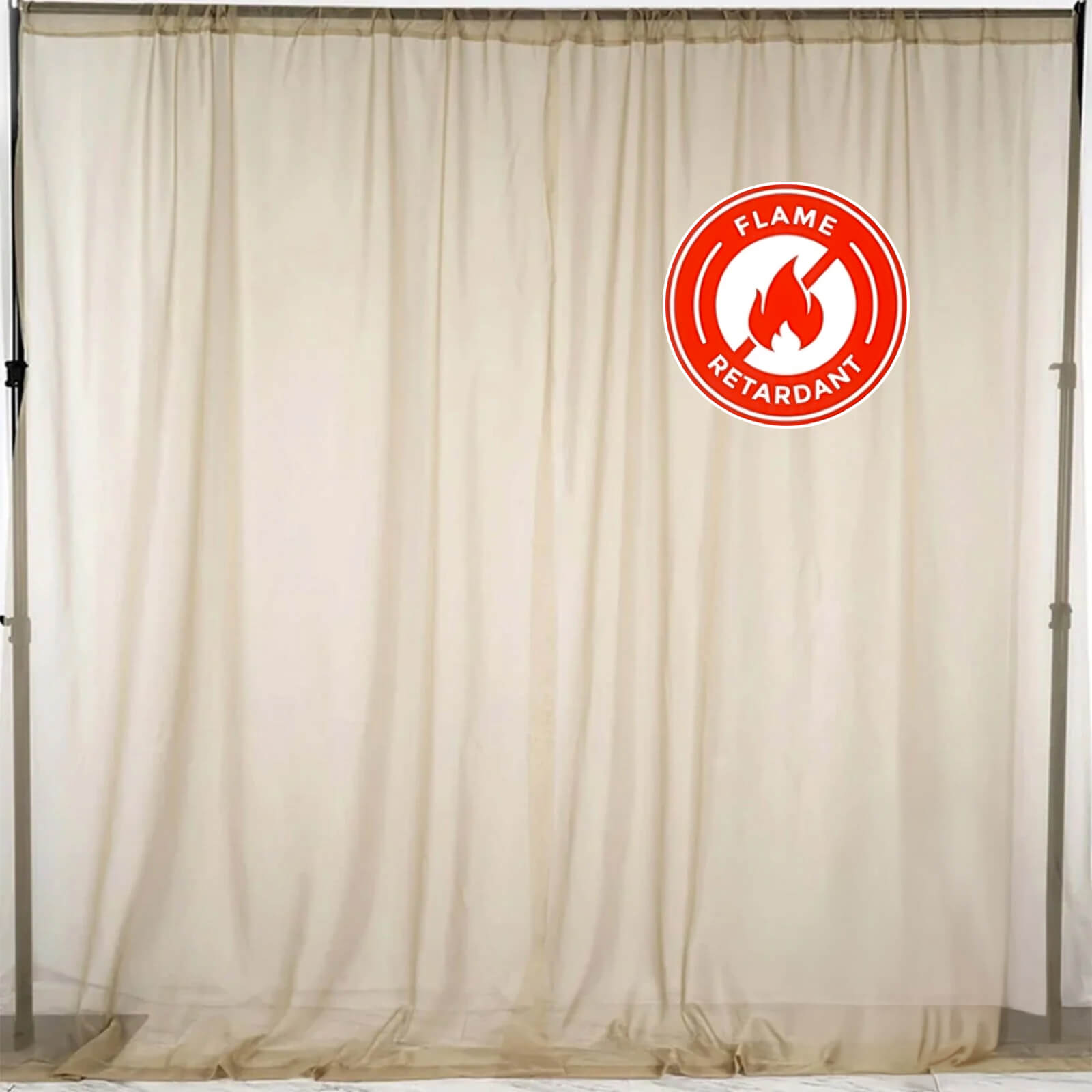 2 Pack Natural Sheer Chiffon Event Curtain Drapes, Durable Flame Resistant Organza Backdrop Event Panels With Rod Pockets - 10ftx10ft