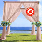 5ftx14ft Blush Chiffon Curtain Panel, Durable Flame Resistant Backdrop Ceiling Drapery With Rod Pocket