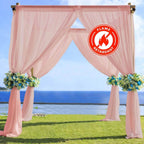 5ftx14ft Dusty Rose Chiffon Curtain Panel, Durable Flame Resistant Backdrop Ceiling Drapery With Rod Pocket