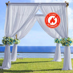 5ftx14ft Dusty Blue Chiffon Curtain Panel, Durable Flame Resistant Backdrop Ceiling Drapery With Rod Pocket
