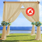 5ftx14ft Champagne Chiffon Curtain Panel, Durable Flame Resistant Backdrop Ceiling Drapery With Rod Pocket