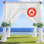 5ftx14ft White Chiffon Curtain Panel, Durable Flame Resistant Backdrop Ceiling Drapery With Rod Pocket