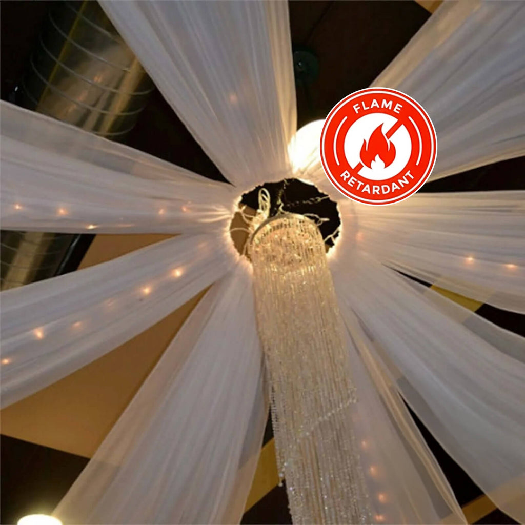 10ftx20ft White Sheer Durable Flame Resistant Ceiling Drape Curtain Panels