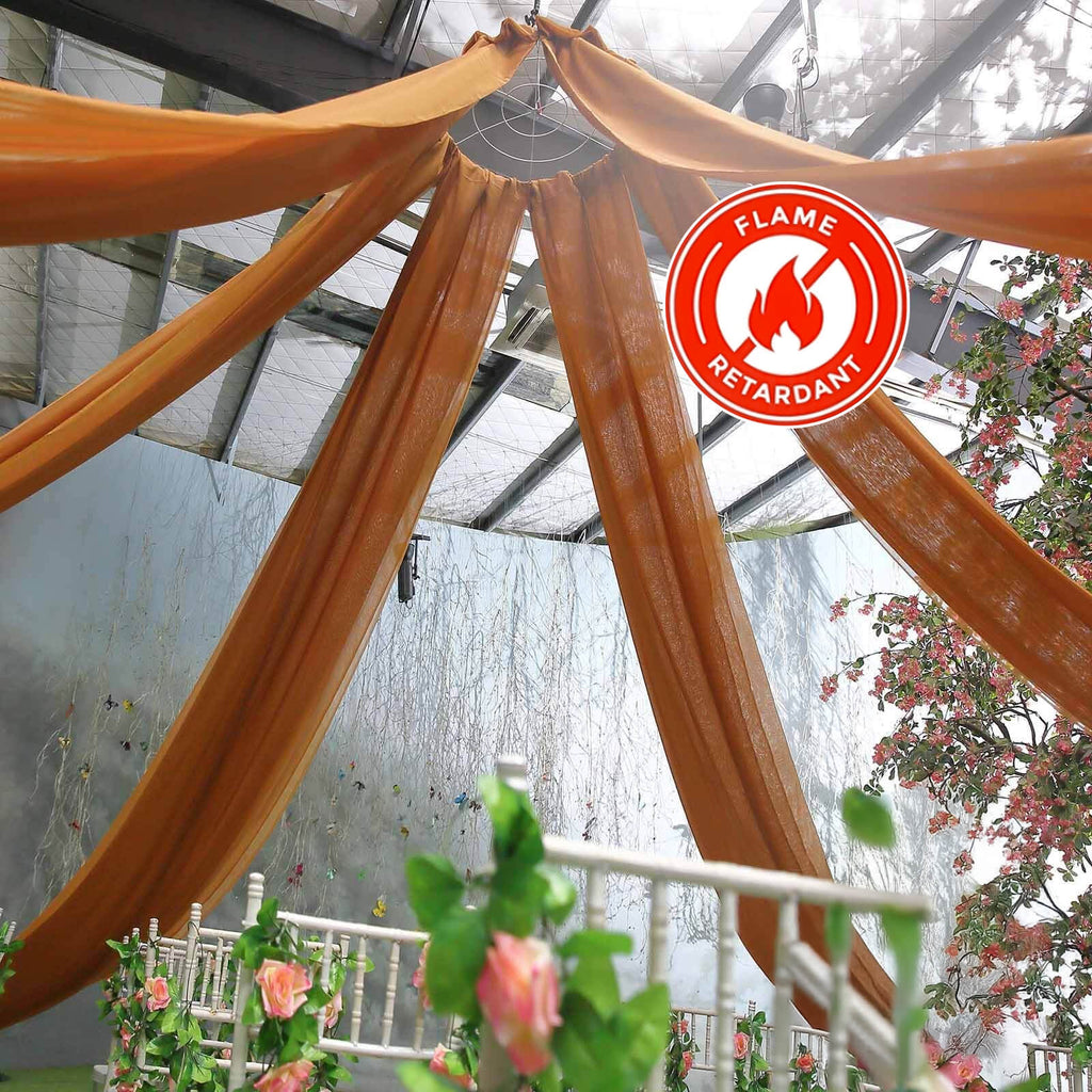 10ftx30ft Gold Sheer Ceiling Drape Curtain Panels Durable Flame Resistant Fabric