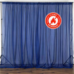 2 Pack Navy Blue Sheer Chiffon Event Curtain Drapes, Durable Flame Resistant Organza Backdrop Event Panels With Rod Pockets - 10ftx10ft