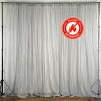 2 Pack Silver Sheer Chiffon Event Curtain Drapes, Durable Flame Resistant Organza Backdrop Event Panels With Rod Pockets - 10ftx10ft