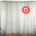 2 Pack Silver Sheer Chiffon Event Curtain Drapes, Durable Flame Resistant Organza Backdrop Event Panels With Rod Pockets - 10ftx10ft