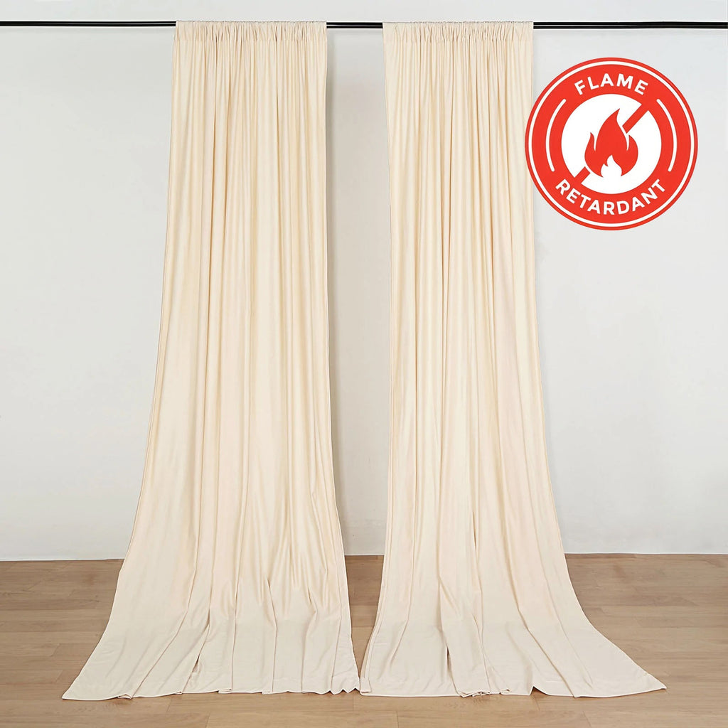 2 Pack Beige Scuba Polyester Event Curtain Drapes, Durable Flame Resistant Backdrop Event Panels Wrinkle Free with Rod Pockets - 10ftx10ft