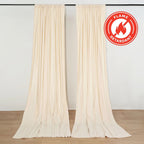 2 Pack Beige Scuba Polyester Event Curtain Drapes, Durable Flame Resistant Backdrop Event Panels Wrinkle Free with Rod Pockets - 10ftx10ft