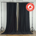 2 Pack Black Scuba Polyester Event Curtain Drapes, Durable Flame Resistant Backdrop Event Panels Wrinkle Free with Rod Pockets - 10ftx10ft