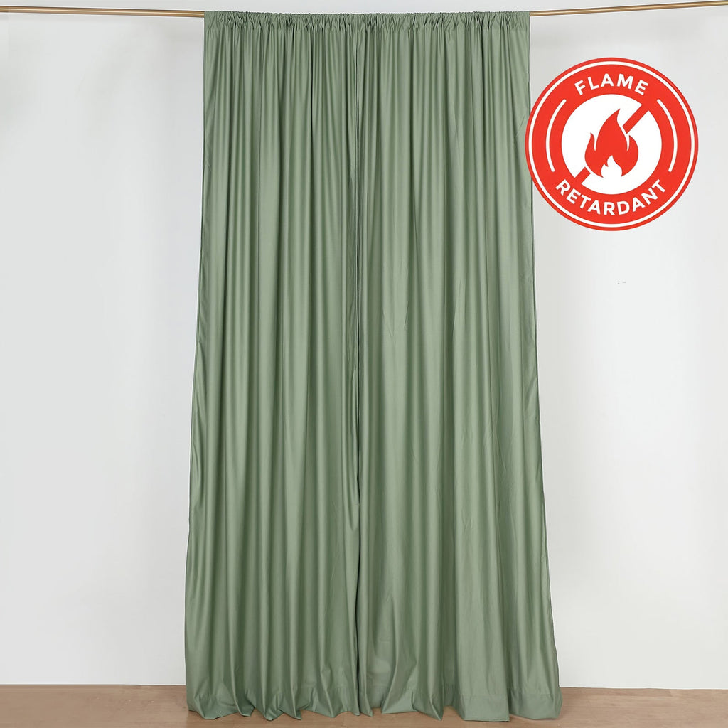 2 Pack Dusty Sage Green Scuba Polyester Event Curtain Drapes, Durable Flame Resistant Backdrop Event Panels Wrinkle Free with Rod Pockets - 10ftx10ft