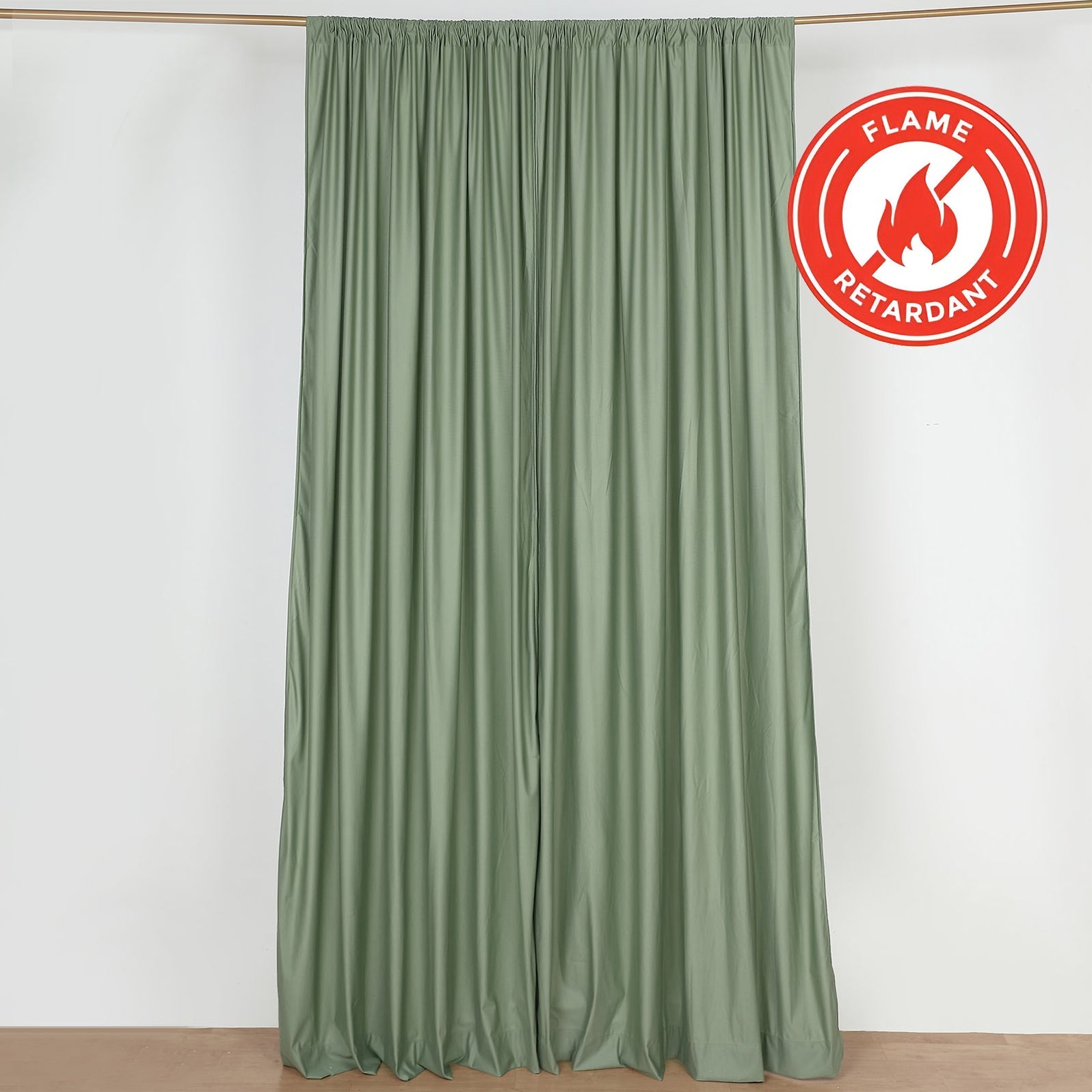 2 Pack Dusty Sage Green Scuba Polyester Event Curtain Drapes, Durable Flame Resistant Backdrop Event Panels Wrinkle Free with Rod Pockets - 10ftx10ft