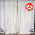 2 Pack Ivory Scuba Polyester Event Curtain Drapes, Durable Flame Resistant Backdrop Event Panels Wrinkle Free with Rod Pockets - 10ftx10ft