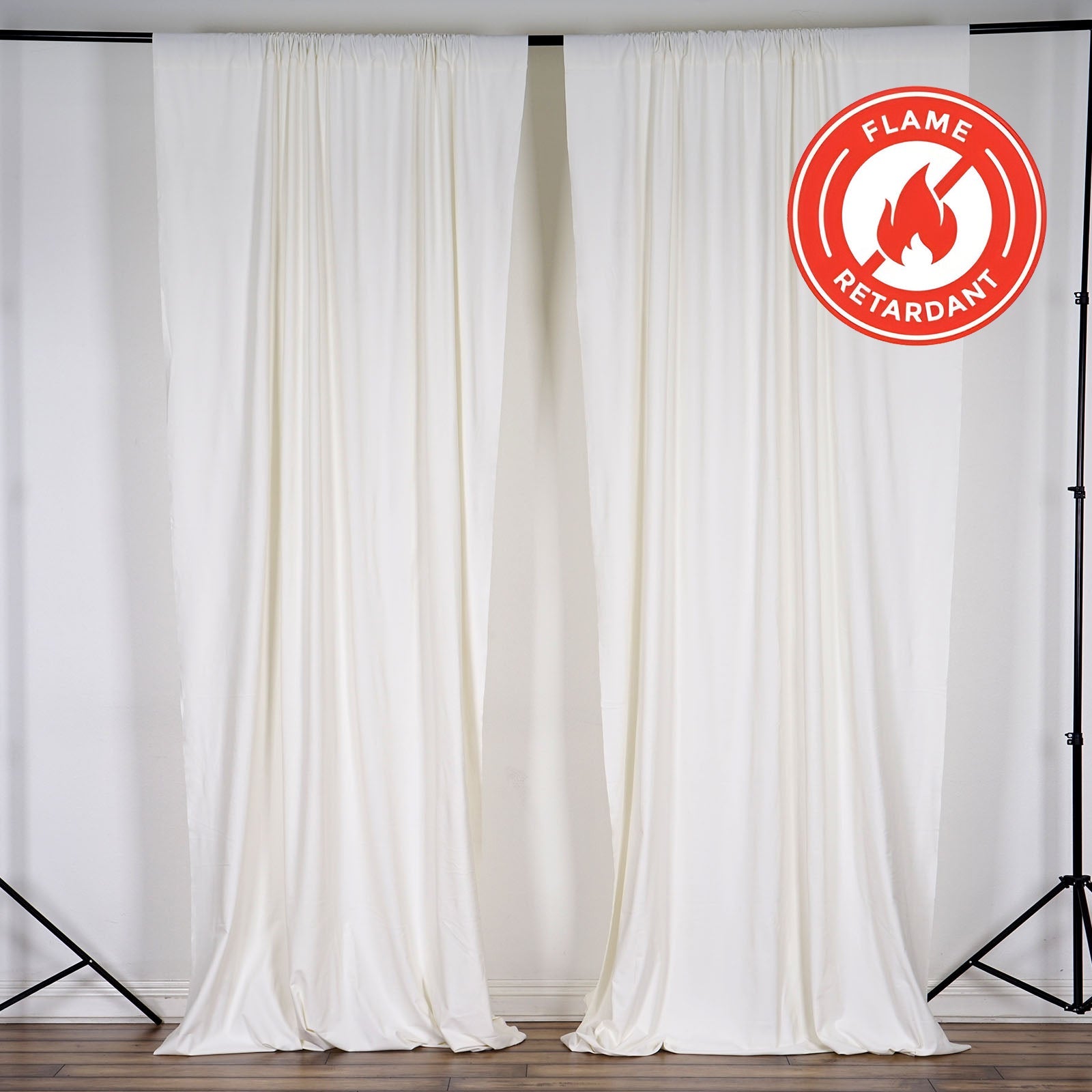 2 Pack Ivory Scuba Polyester Event Curtain Drapes, Durable Flame Resistant Backdrop Event Panels Wrinkle Free with Rod Pockets - 10ftx10ft