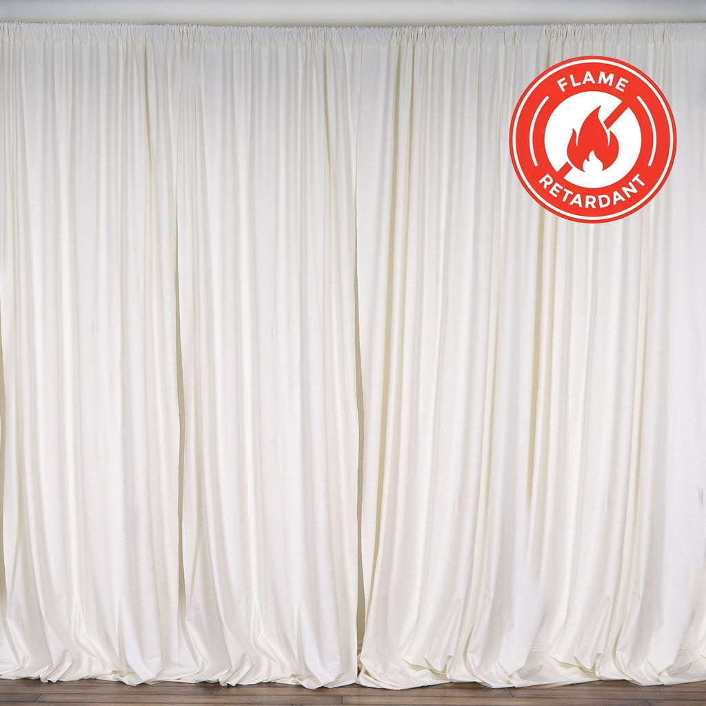 2 Pack Ivory Scuba Polyester Event Curtain Drapes, Durable Flame Resistant Backdrop Event Panels Wrinkle Free with Rod Pockets - 10ftx10ft