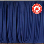 2 Pack Navy Blue Scuba Polyester Event Curtain Drapes, Durable Flame Resistant Backdrop Event Panels Wrinkle Free with Rod Pockets - 10ftx10ft