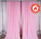 2 Pack Pink Scuba Polyester Event Curtain Drapes, Durable Flame Resistant Backdrop Event Panels Wrinkle Free with Rod Pockets - 10ftx10ft