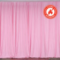 2 Pack Pink Scuba Polyester Event Curtain Drapes, Durable Flame Resistant Backdrop Event Panels Wrinkle Free with Rod Pockets - 10ftx10ft
