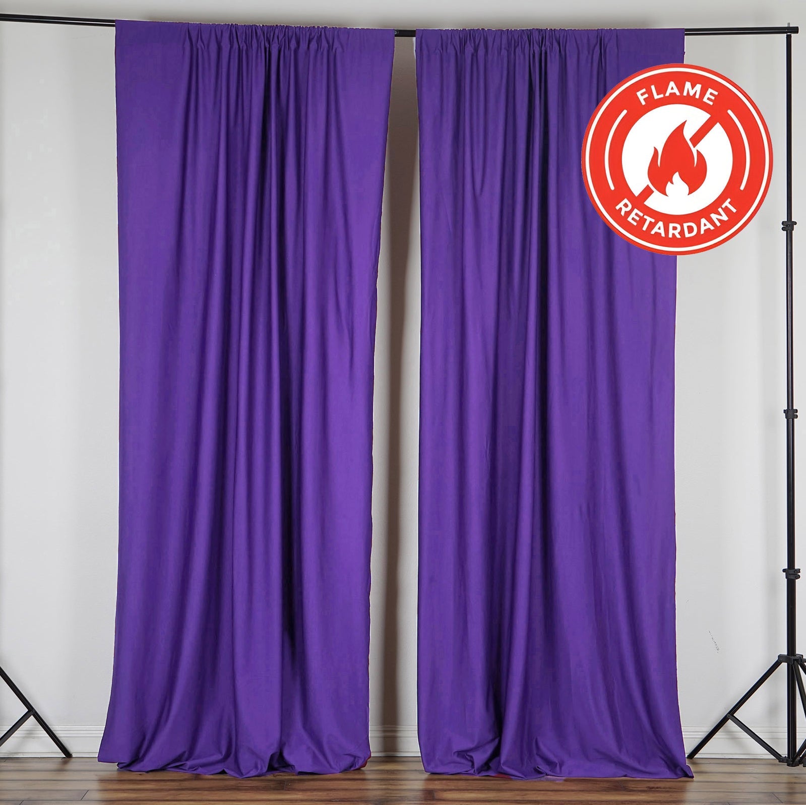 2 Pack Purple Scuba Polyester Event Curtain Drapes, Durable Flame Resistant Backdrop Event Panels Wrinkle Free with Rod Pockets - 10ftx10ft