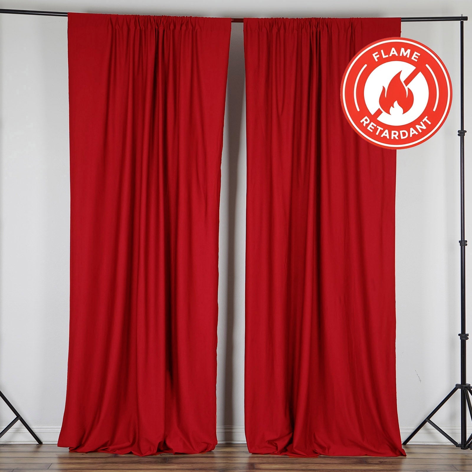 2 Pack Red Scuba Polyester Event Curtain Drapes, Durable Flame Resistant Backdrop Event Panels Wrinkle Free with Rod Pockets - 10ftx10ft
