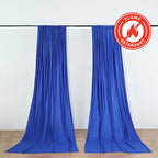 2 Pack Royal Blue Scuba Polyester Event Curtain Drapes, Durable Flame Resistant Backdrop Event Panels Wrinkle Free with Rod Pockets - 10ftx10ft