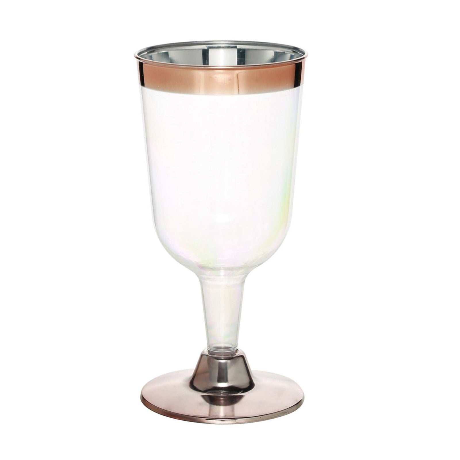 12-Pack Plastic Wine Glasses Clear with Rose Gold Rim - Classy Disposable Cups with Detachable Base for Weddings & Special Occasions 6oz