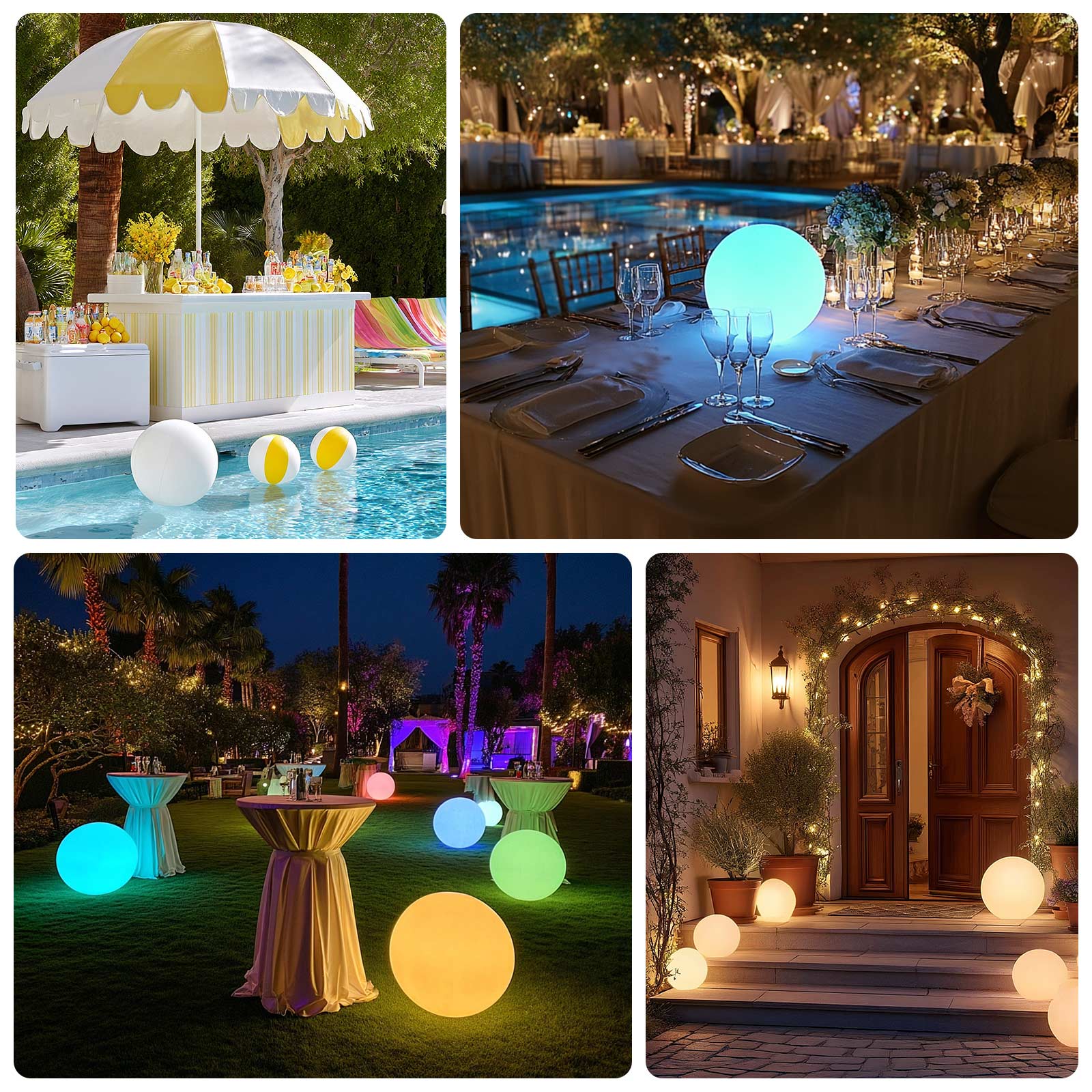 24â€ LED Color Changing Cordless Floating Pool Light Ball, Garden Light Globe with Remote - 16 RGB Colors With 4 Color Modes