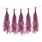 12 Pack Pre-Tied Eggplant Tissue Paper Tassel Garland With String, Hanging Fringe Party Streamer Backdrop Decor