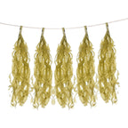 12 Pack Pre-Tied Gold Paper Fringe Tassels With Garland String, Hanging Streamer Banner