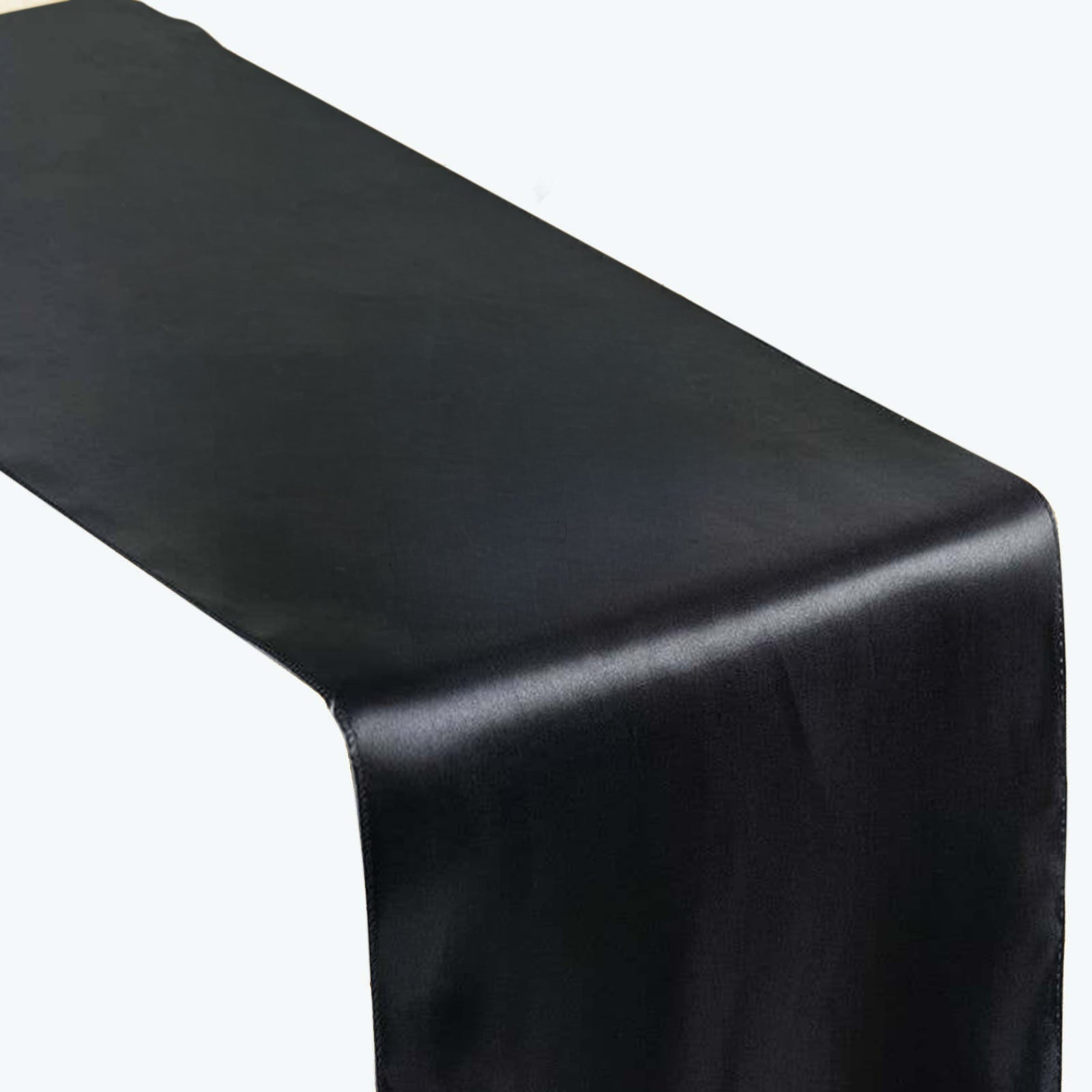 Satin 12"x108" Table Runner Black - Stylish Table Linen for Weddings & Events