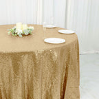 Sequin 120" Round Tablecloth Champagne - Seamless Glittering Table Cover