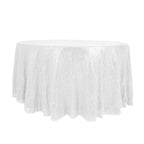 Sequin 120" Round Tablecloth White - Seamless Glittering Design for Sophisticated Events