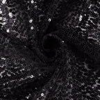 Sequin 132" Round Tablecloth Black - Seamless Dazzling Table Cover