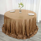 Sequin 132" Round Tablecloth Gold - Seamless Dazzling Design for Refined Events
