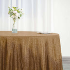 Sequin 132" Round Tablecloth Gold - Seamless Dazzling Design for Refined Events