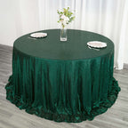 Sequin 132" Round Tablecloth Hunter Emerald Green - Seamless Dazzling Table Cover