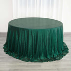 Sequin 132" Round Tablecloth Hunter Emerald Green - Seamless Dazzling Table Cover