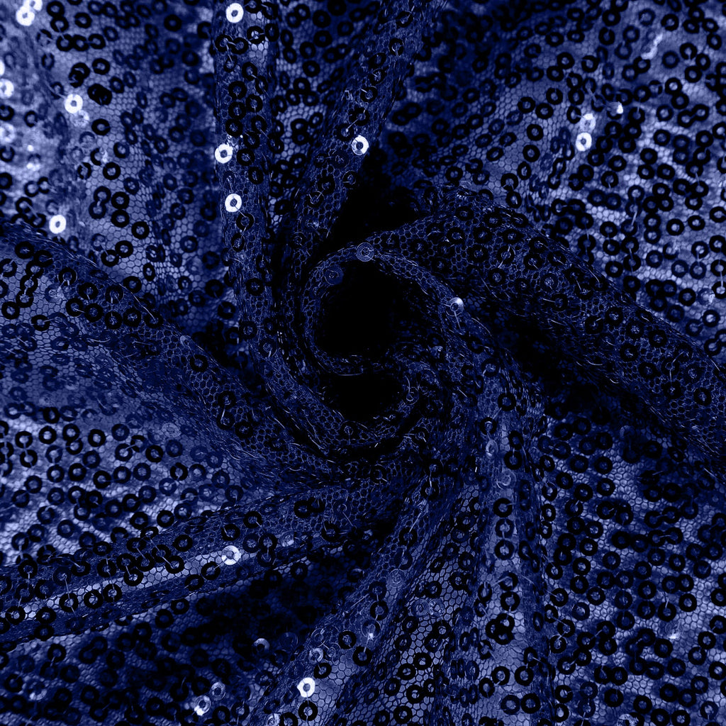 Sequin 132" Round Tablecloth Navy Blue - Seamless Dazzling Table Cover
