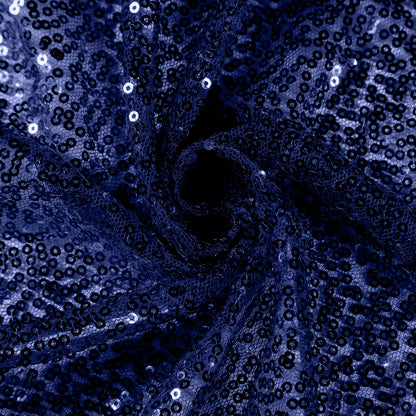 Sequin 132" Round Tablecloth Navy Blue - Seamless Dazzling Table Cover