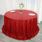 Sequin 132" Round Tablecloth Red - Seamless Dazzling Table Cover